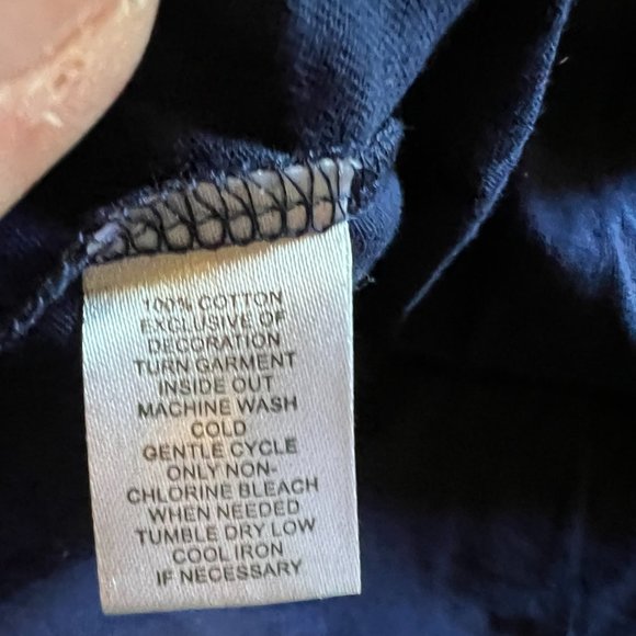 Loft Navy 3/4 Sleeve T-Shirt with Flower - Medium - Picture 4 of 4